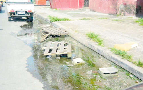 <p>Remedio. Colocan tablas y piedras para cruzar. </p>