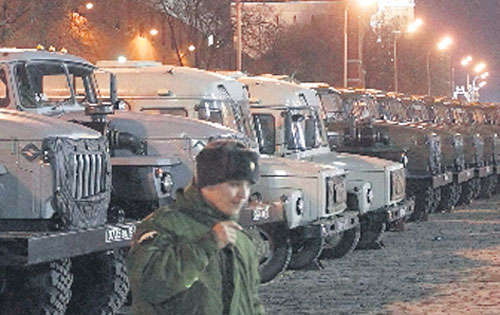 <p>Tropas cerca del Kremlin.</p>