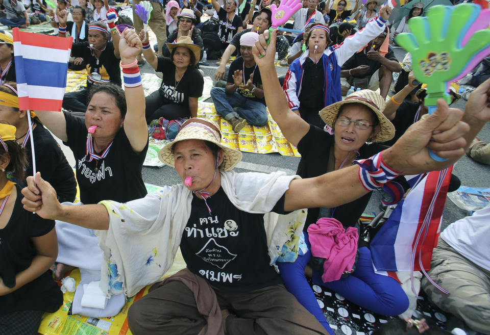 Manifestaciones en Tailandia. Foto: AP<br>