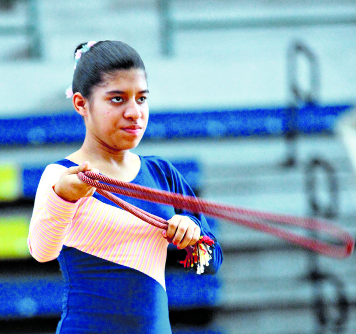 6. La atleta Catherine Quintero realizó una gran labor con las cuerdas.