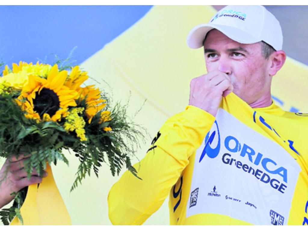 El ciclista de 33 años, el australiano Simon Gerrans, que ganó la tercera etapa del Tour de Francia el lunes en un embalaje, le arrebató la punta de la prueba al belga Jan Bakelants.(AP)