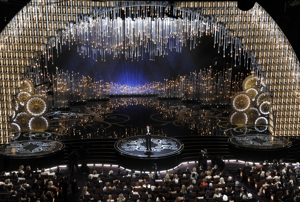 El anfitrión Seth MacFarlanedurante los Óscar en el Teatro Dolby. AP<br>