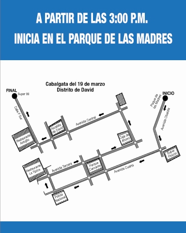 Recorrido de la cabalga a realizarse el próximo 19 de marzo. Foto/Cortesía Feria de David. <br>