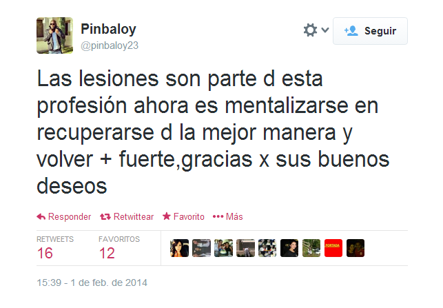 Tomada del Twitter del jugador.
