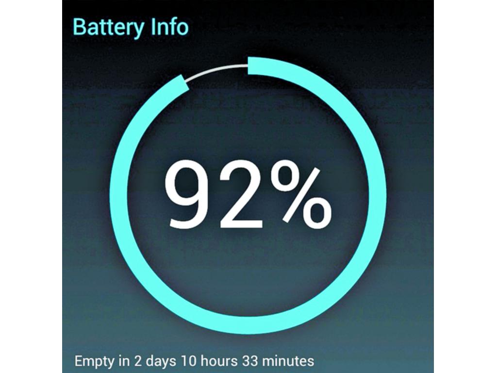 Además de ahorrar batería y mostrar con un ícono el tiempo restante de carga, también posee una opción con el historial de consumo y una predicción del tiempo restante de batería, en función de la velocidad de descarga energética.
