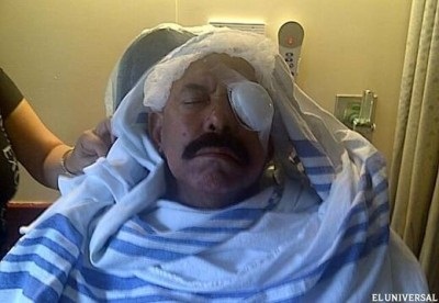 Fotografía que muestra al cantante reposando tras el accidente. Cortesía de Twitter.<br>