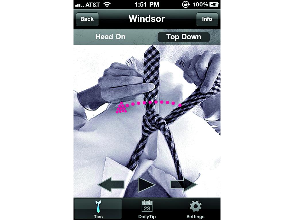 Con esta aplicación, el tema de cómo atar el nudo de la corbata ya no será un problema. Tie-a-Tie Deluxe te da instrucciones para hacer siete tipos de nudos diferentes, cada uno con indicaciones bien claras, paso a paso y explica con qué camisa usar cada