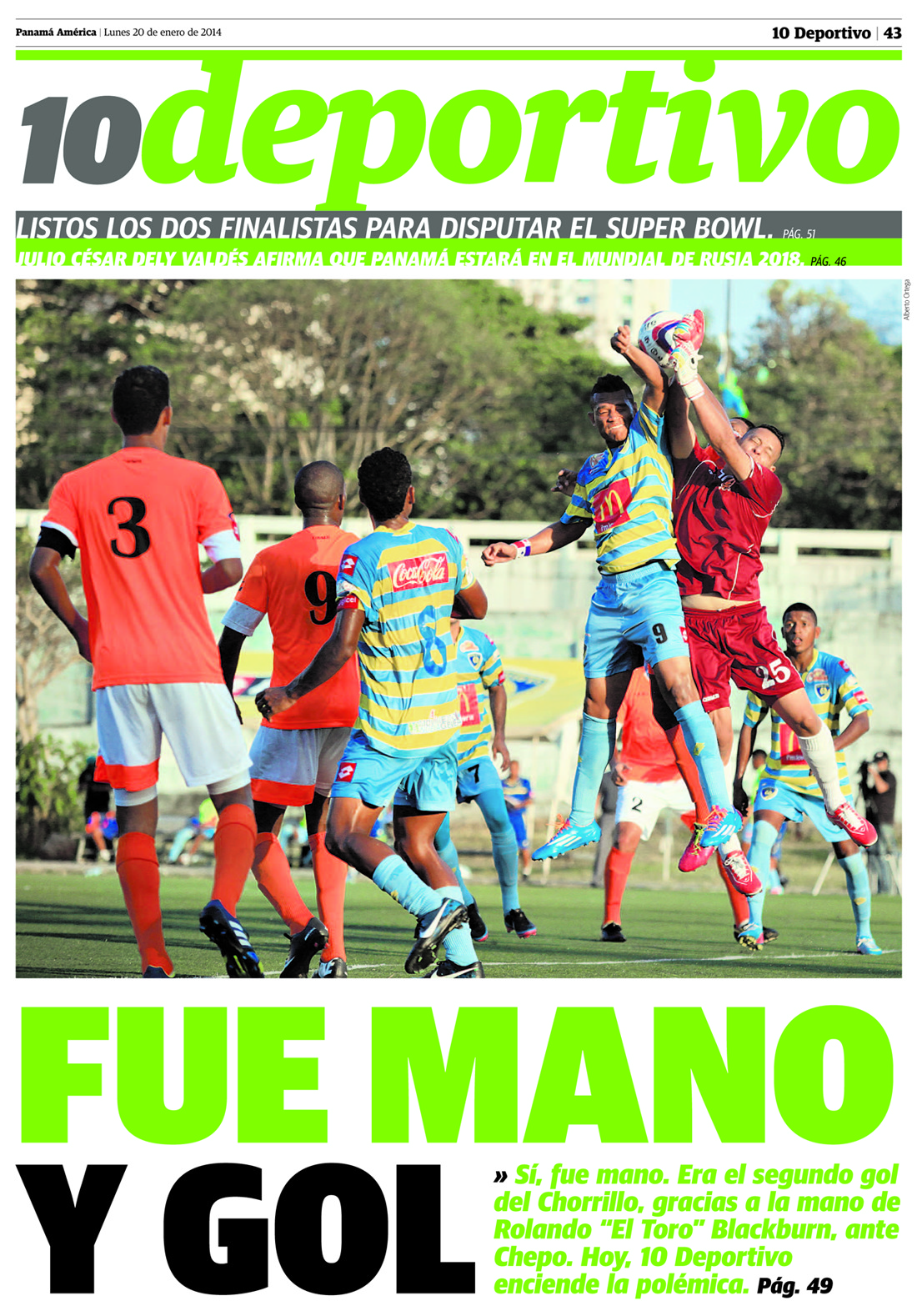 Portada de la edición del último lunes acerca del polémico gol.(Archivo)