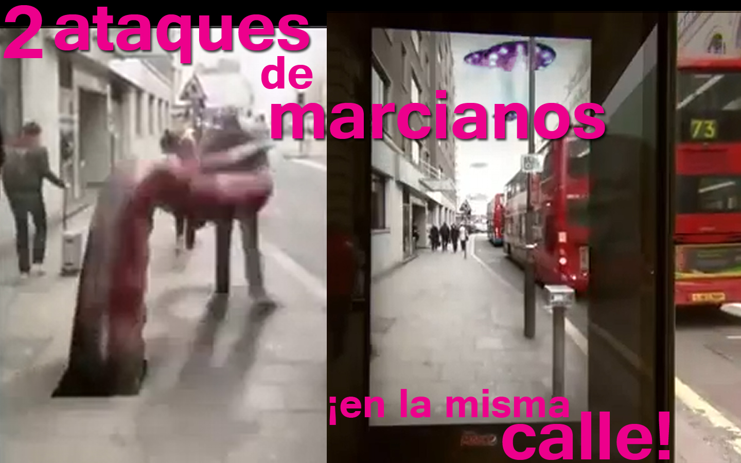 Captura de la "invasión" marciana en anuncio en la parada de autobús