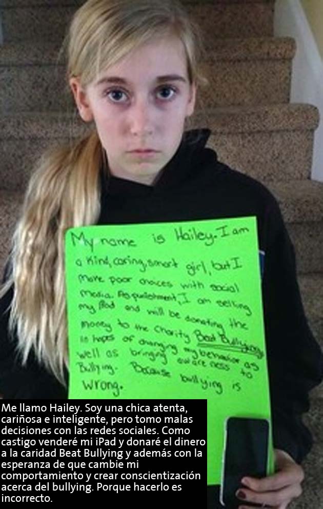 El castigo de la madre de Hailey por intimidar a otras por las redes sociales