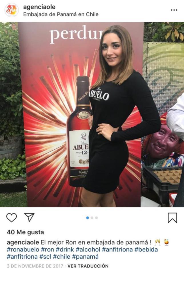 Candy Rubio, hija de Jorge Hernán Rubio, ha promocionado en Chile  el Ron Abuelo que exporta la familia de Juan Carlos Varela .