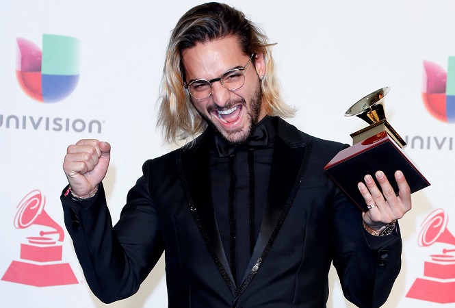 Maluma consiguió en la entrega de los Grammy Latino 2018 el primer trofeo de su carrera. EFE