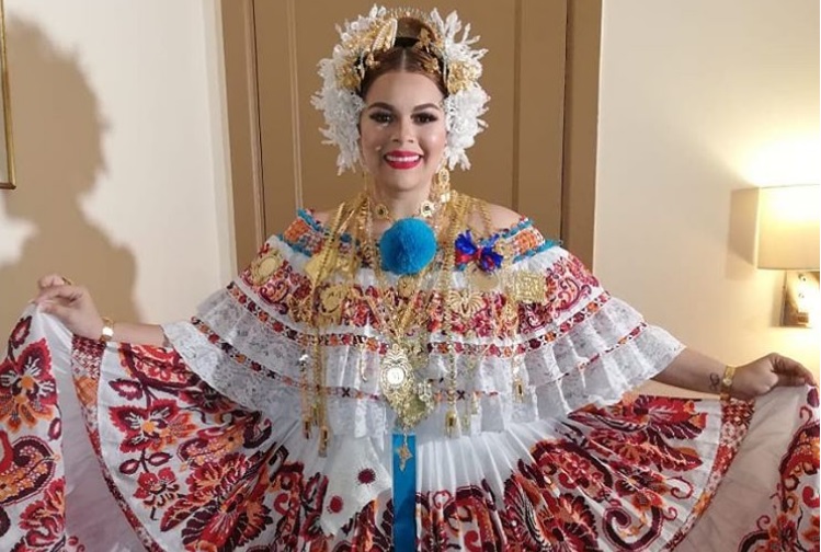 Margarita Henríquez lució esta pollera en su segunda presentación. Foto: Instagram