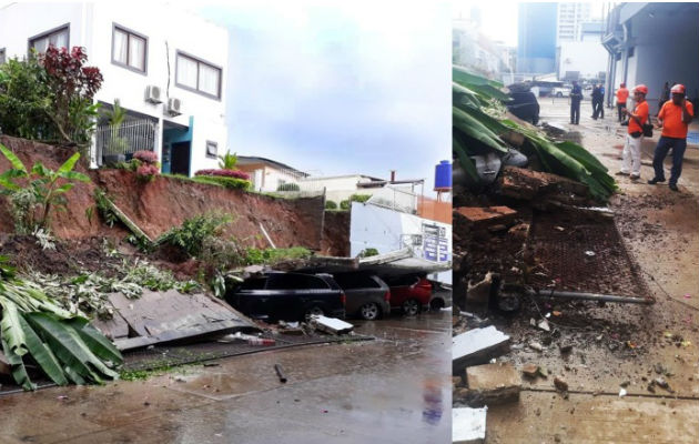 Personal de Mitigación de Desastres del Sinaproc realizó ayer una inspección más detallada al muro colapsado. /Foto Cortesía