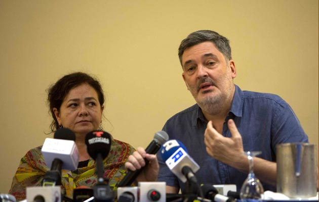 Los integrantes del Grupo Interdisciplinario de Expertos Independientes (GIEI): Claudia Paz (i), y Pablo Parenti (d), hablan de la situación en Nicaragua. FOTO/EFE