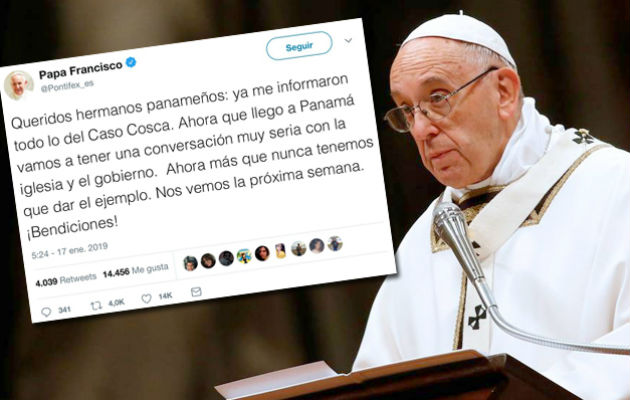  El sarcástico tuit del papa Francisco sobre el caso del padre David Cosca. Foto: Panamá América.