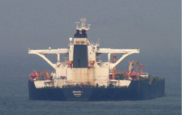 Petrolero iraní Grace 1, retenido en el Peñón de Gibraltar. Foto: EFE.