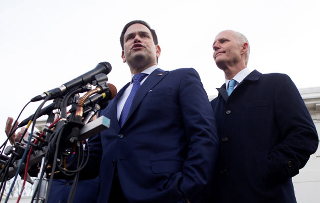 El senador republicano Marco Rubio, hace referencia a los movimientos que se han hecho en favor de Juan Guaidó. FOTO/ EFE