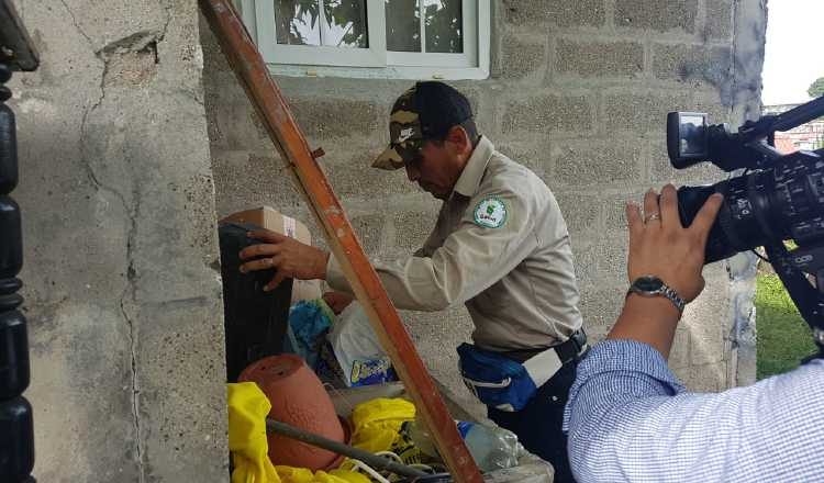 Funcionarios del Minsa eliminan criaderos de mosquitos en San Miguelito. Cortesía