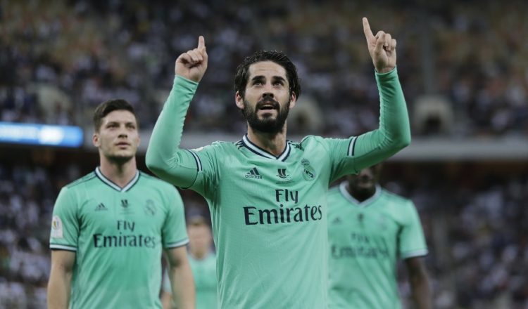 Isco festeja su gol ante Valencia en la Supercopa de España. AP