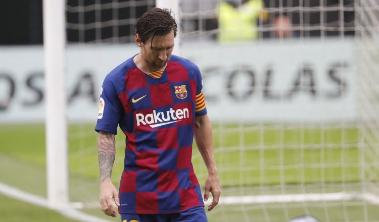 Leo Messi en el partido contra Celta de Vigo que terminó empatado 2-2. Foto: EFE