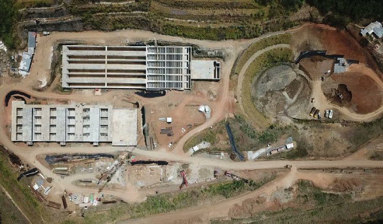 Vista aérea de cómo quedó la construcción de la potabilizadora de Gamboa, en 2022.  Archivo