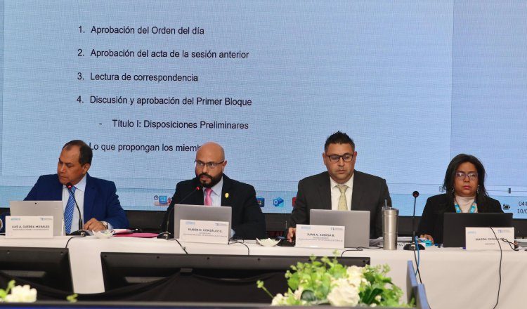 El magistrado Luis Guerra Morales (Izquierda) moderó la reunión de este jueves en la Comisión de Reformas Electorales (CNRE). Cortesía