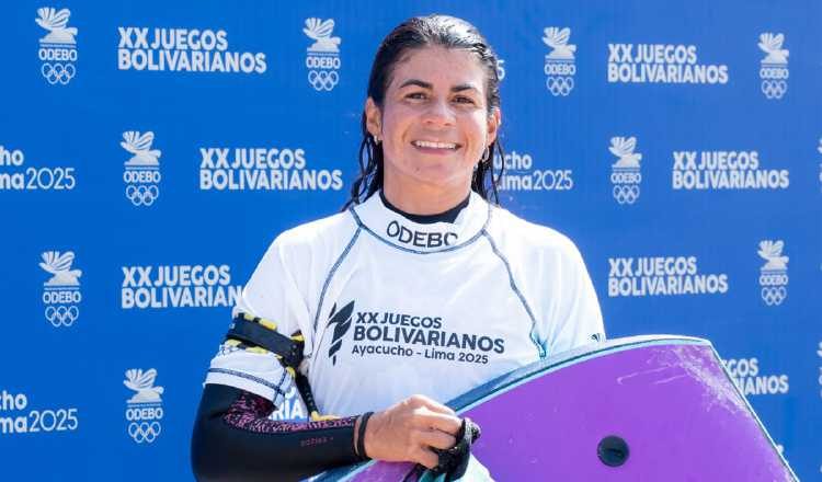 Verónica Correa festeja su triunfo en los Juegos Bolivarianos.  Foto: COP