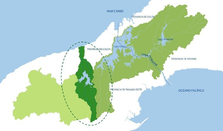 Ubicación geográfica del embalse que abarcará Panamá Oeste, Coclé y Colón.  Cortesía