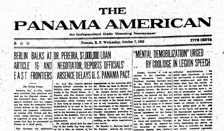 Primera edición de "The Panama American" publicada el 7 de octubre de 1925.