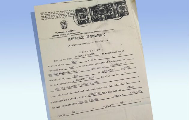 Certificado de nacimiento de Martiza Alabarca.