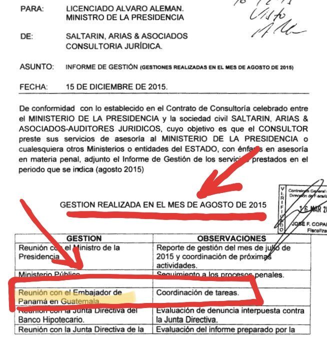 Informe sobre reunión de Rogelio Saltarin con embajador de Panamá en Guatemala. 