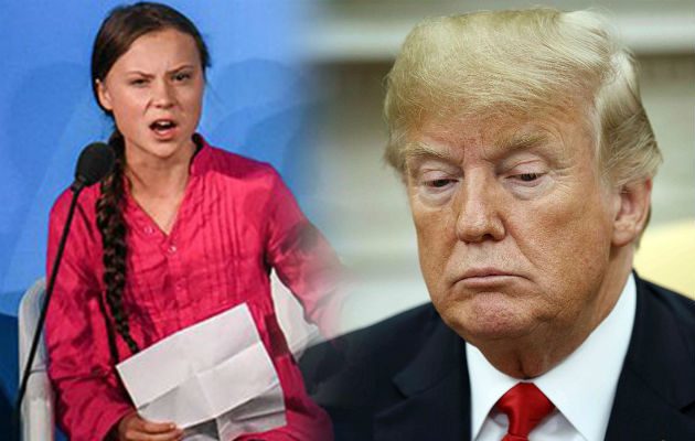 Donald Trump escribió en tuiter que la activista Greta Thunbergt "es linda". Foto: Efe.
