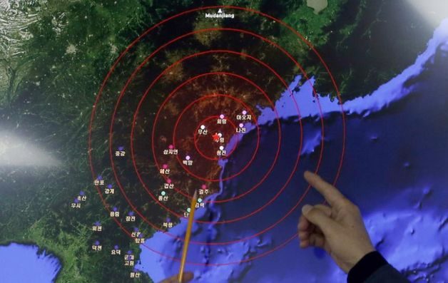Mapa en el que se registra presuntamente  el movimiento que tuvo la "bomba H", luego de las pruebas ejecutadas. 