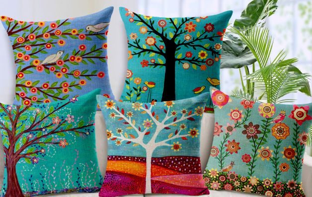 Logra una atmósfera moderna y fresca con cojines de diseños florales, geométricos y botánicos. / Archivo