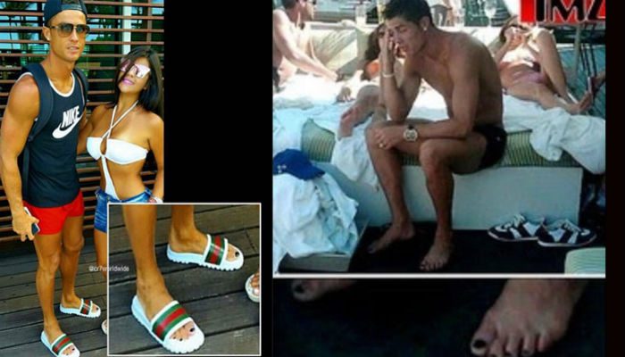 Ronaldo con uñas negras. Foto: Twitter