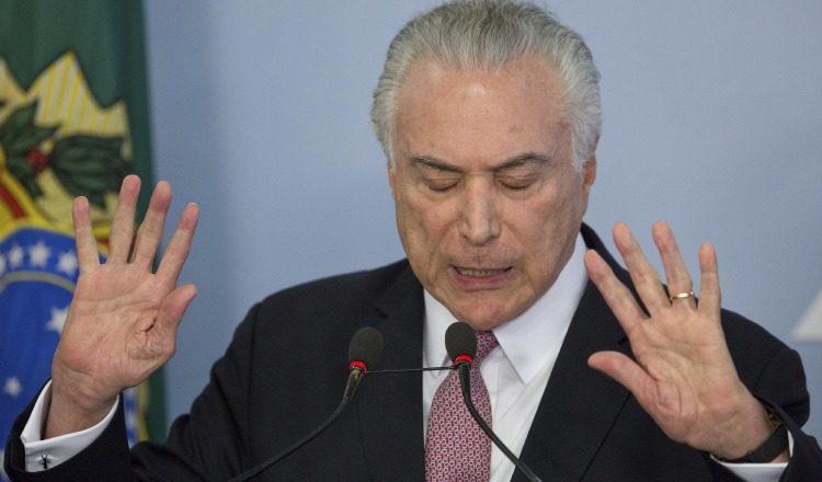 El presidente de Brasil Micehl Temer, está involucrado en un caso de corrupción. /Foto AP