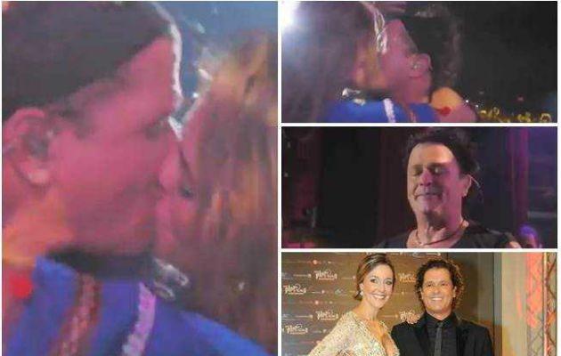 El cantante Carlos Vives le lleva un ramo de flores a la esposa