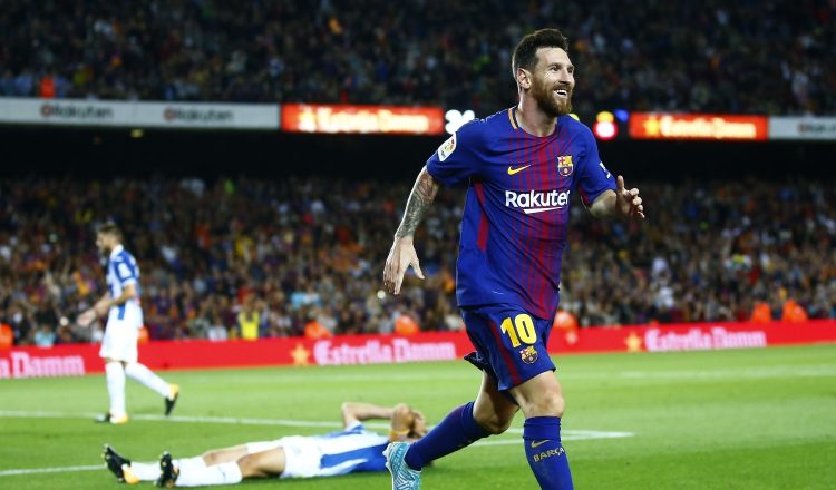 Messi anotó tres goles en el triunfo del Barcelona. /Foto AP