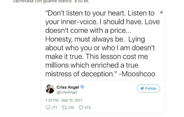 La cantante no se dejo de su exnovio