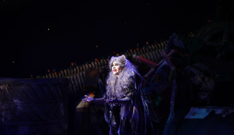 Grizzabella se lamenta. Es interpretada por Diana Durán.
