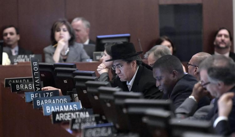 Vista de la reunión de ayer sobre Venezuela en la sede de la OEA. EFE