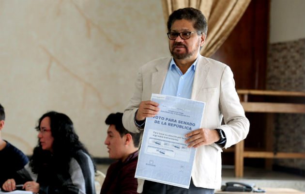 El candidato al senado de Colombia de la Fuerza Alternativa Revolucionaria del Común Iván Márquez. FOTO/AP