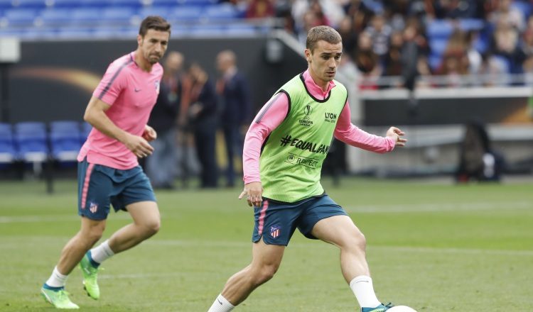 Griezmann durante el último entrenamiento del Atlético Madrid. /Foto AP