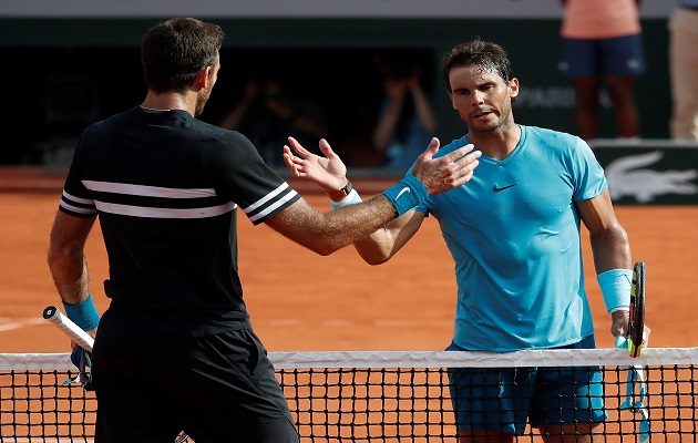 Rafael Nadal y Juan Martín del Potro, Roland Garros . Foto EFE