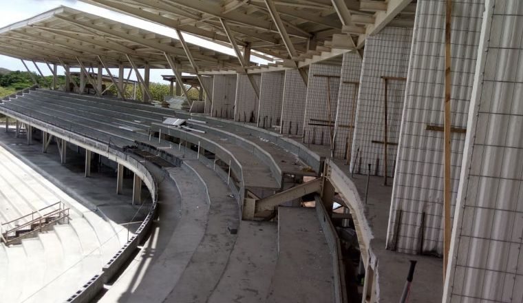 Parte de las estructuras internas del estadio.