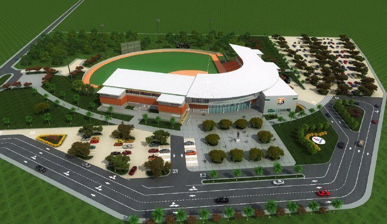 Maqueta del coliseo de béisbol en Los Santos. /Foto @Pandeportes