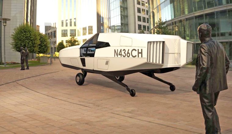 El CityHawk en un tamaño real con respecto a una persona. 