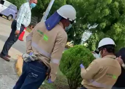 Personal de Ensa que realizó el corte de suministro de energía eléctrica al apartamento. 