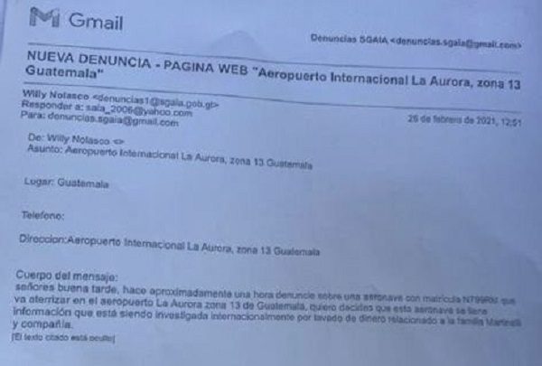 Denuncia hecha por la página web.
